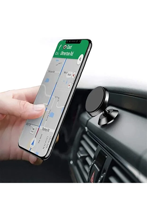 Siyah Minimalist 360° Dönebilen Mıknatıslı Araç Içi Tutucu Telefon Tutacağı